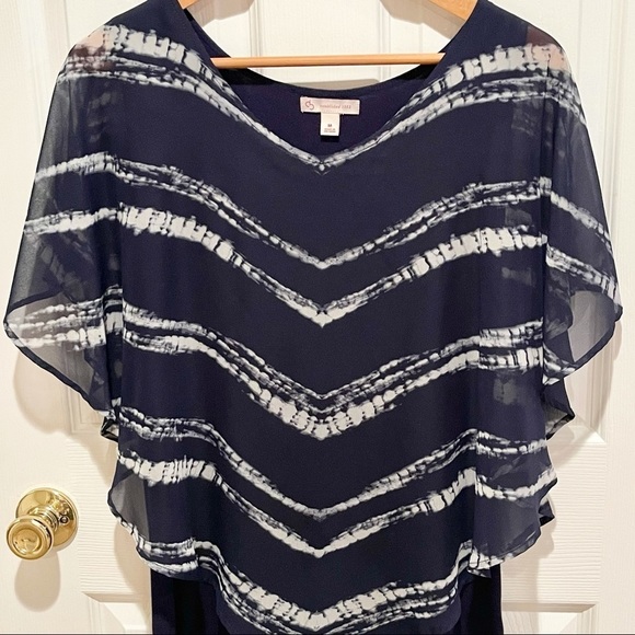 Dress Barn Tops - Dress Barn (established 1962) Navy & White Poncho Style Double Layered Top